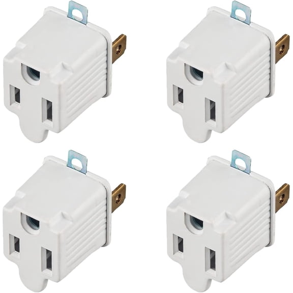 3 Prong to 2 Prong Outlet Plug Adapter Grounding Converter Socket 4 Pack