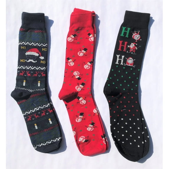 3 Prs Cotton christmas Holiday Santa Socks Men