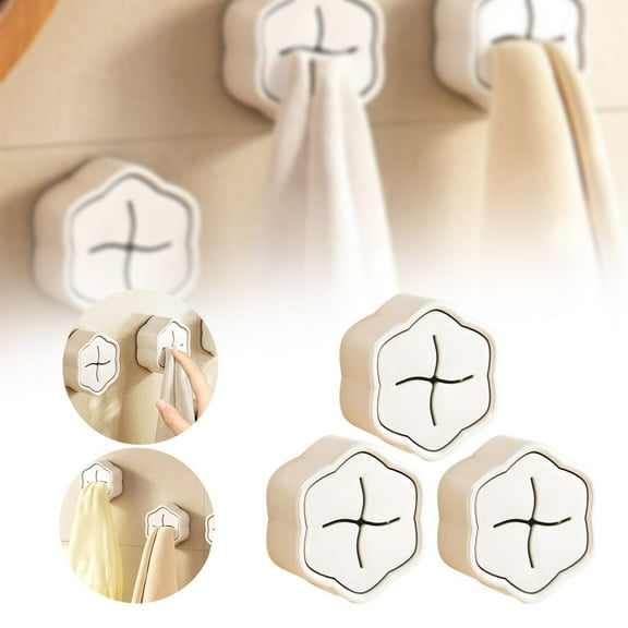 3* Punch-Free Storage Hook Towel Holder for Bathroom Non Drilling Self Adhesive Hand Towel Holder Kitchen Dish Towel Holder for Cabinet Towel Hook for Bathroom Wall Home Textile Storage