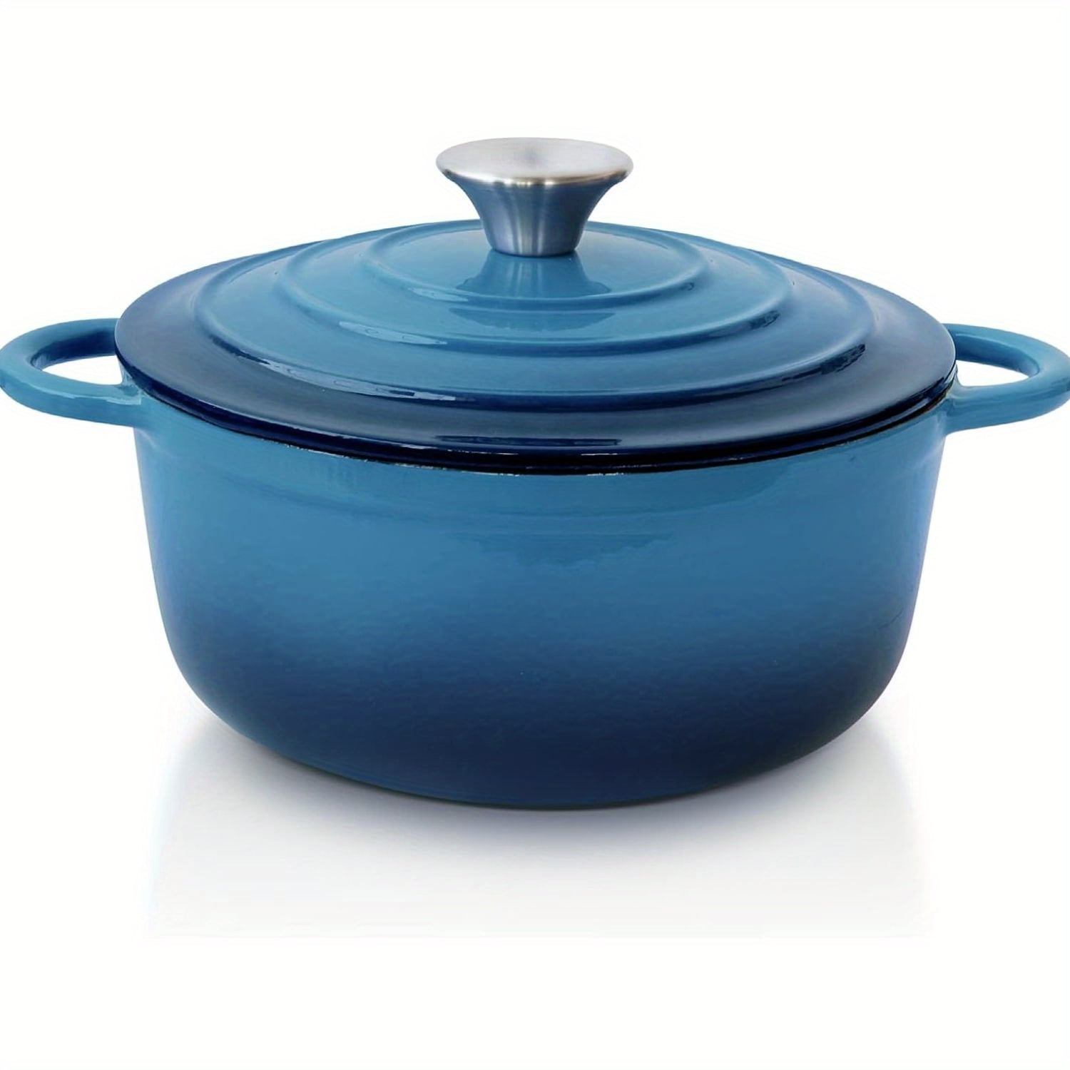 3 QT Cast Iron Dutch Oven, Enamel Coated Cookware Pot with Self Basting Lid for Home Baking, Braiser, Cooking, Blue
