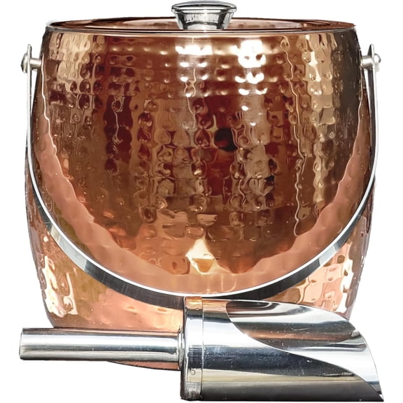 3 QT Insulated Ice Bucket with Lid and Scoop Leak Proof Easy to Clean Rose Copper