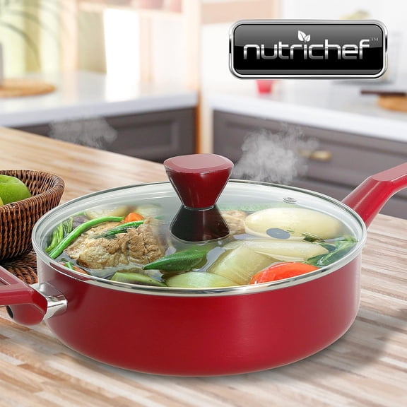3 QT Saut Pan with Tempered Glass Lid - Non-Stick Cookware for Gas Electric Ceramic Stovetops