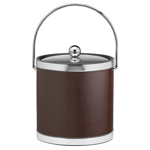 3 Qt. Ice Bucket in Brown and Polished Chrome with Bale Handle