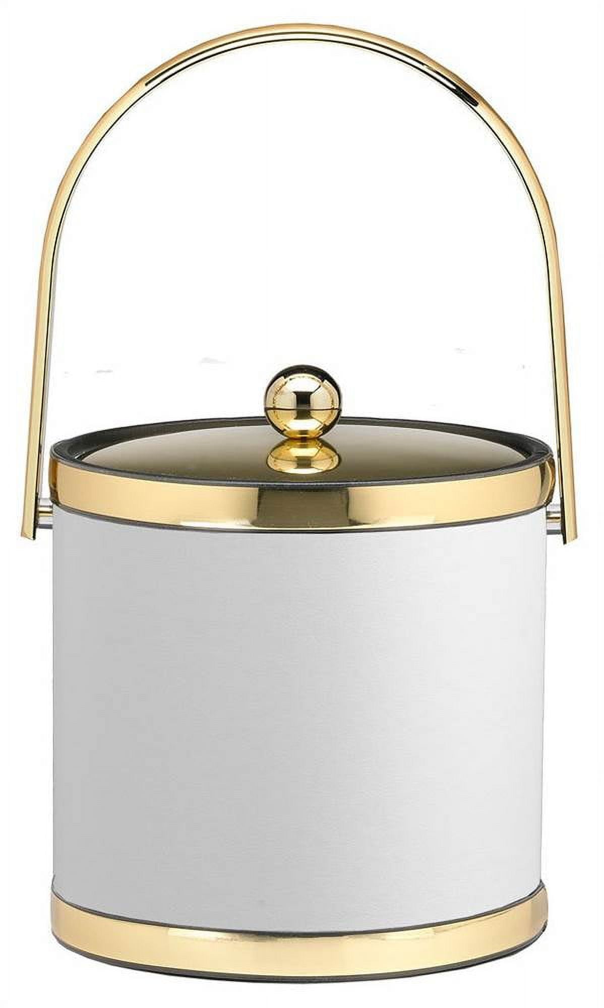 White and Polished Brass 3-Quart Ice Bucket with Track Handle