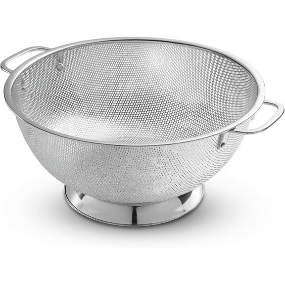3 Qt Metal Colander with Handle | Pasta, Spaghetti, Berry, Fruit, Vegetable, Kitchen Food Strainer Basket | 18/8 Stainless Steel Colander Bowl | Pot Drainer for Cooking, Sifter Strainer