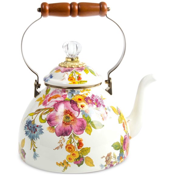 3-Qt. White Flower Market Tea Kettle