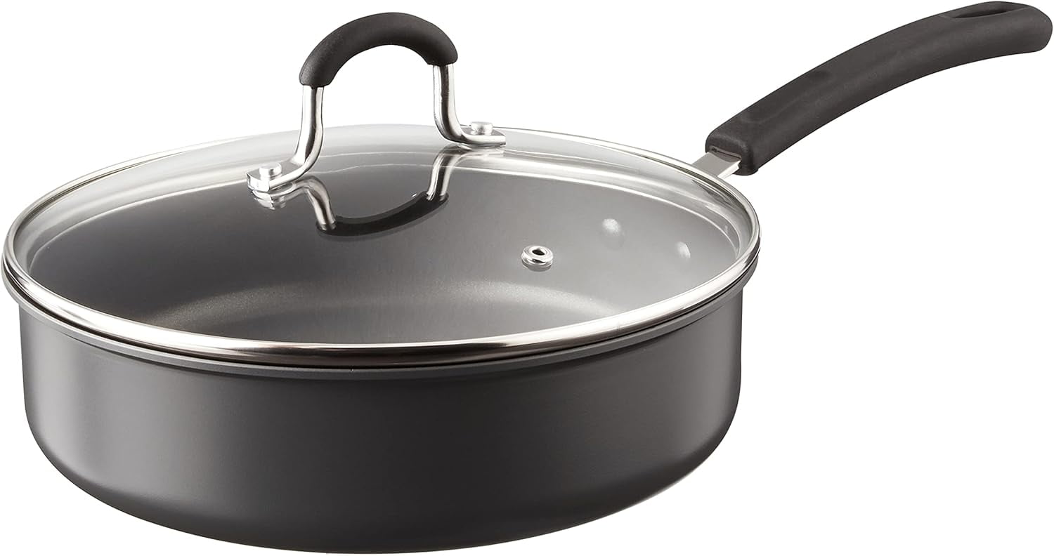 Hard Anodized Nonstick 3-Quart Black Sauté Pan with Lid