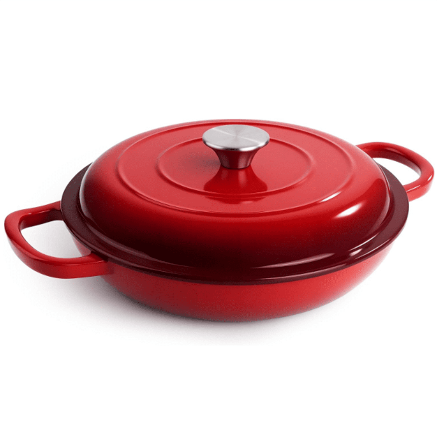 3 Quart Enameled Cast Iron Braiser, Non Stick Enameled Cast Iron ...