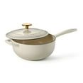 thumbnail image 1 of Tramontina Bestow 3-Quart Enameled Cast Iron Saucier with Lid, Latte with Gold Knob, Oven-Safe, 1 of 8