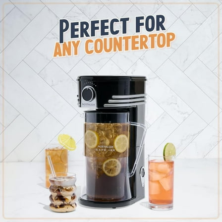 3-Quart Iced Tea & Coffee Brewing System - Black, Manual Coffee Infuser with Strength Selector and Flavor Chamber