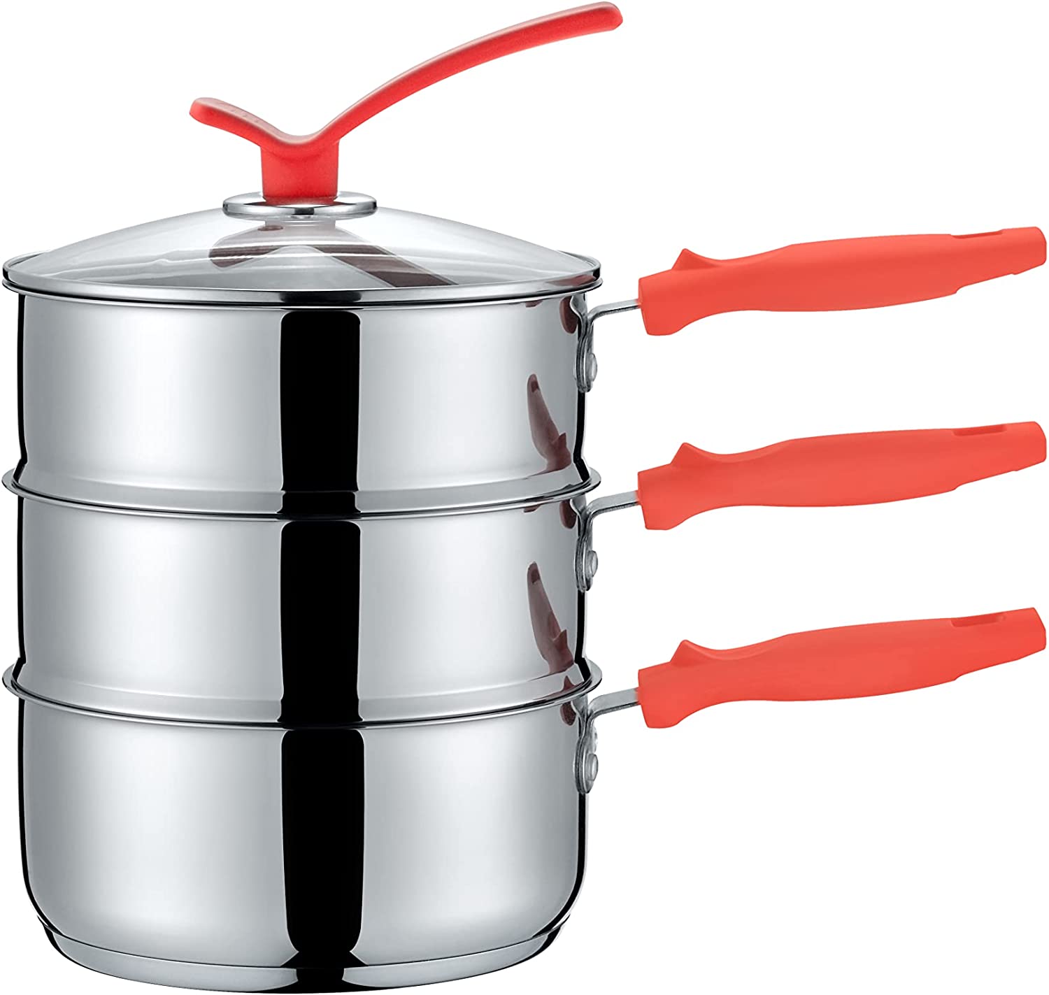 3 Quart Premium Double Boiler - Stainless Steel Multi Steamer Cookware 2 Tiers (Induction Compatible)