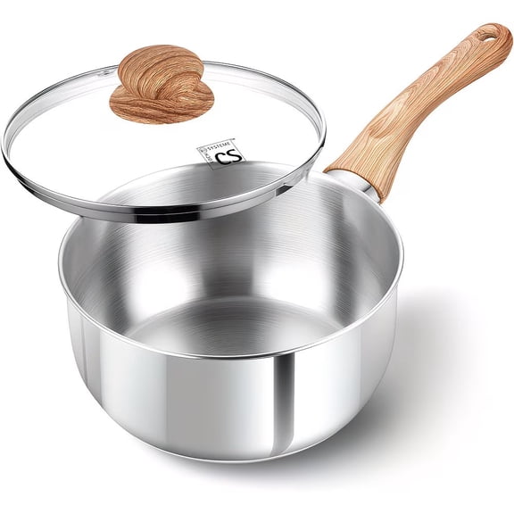 3 Quart Stainless Steel Sauce Pan with Heat-Resistant Bakelite Handle  Induction Compatible Soup Pot for Sauces, Soups & Everyday Cooking