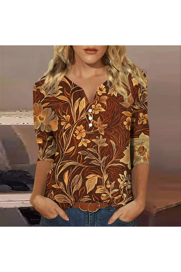 3 Quarter Length Sleeve Plus Size Tunic Tops for Women Summer Shirts for Teens Summer Tops with Sleeves for Women Printed Tshirts Shirts for Women my items