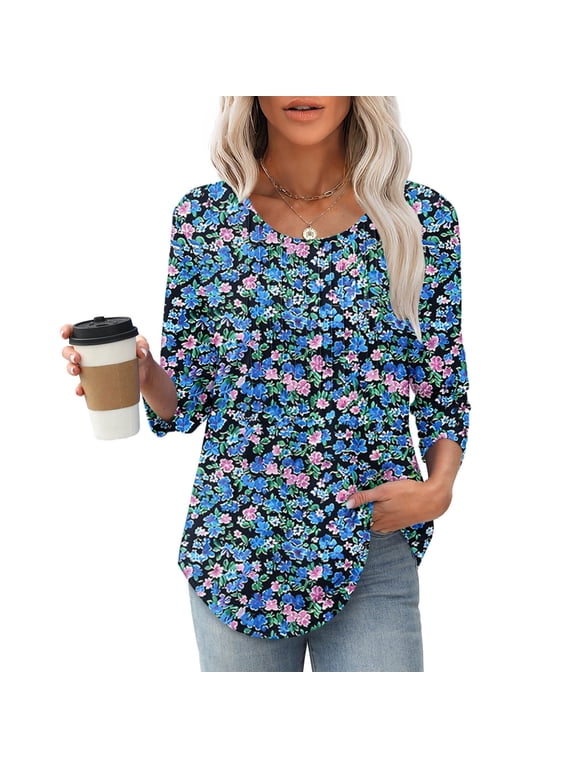 3 Quarter Length Sleeve Plus Size Tunic Tops for Women Womens 3xl Boho Summer T-Shirts Nice Blouses for Women Trendy Summer T Shirts for Women Graphic Vintage Rock orders placed