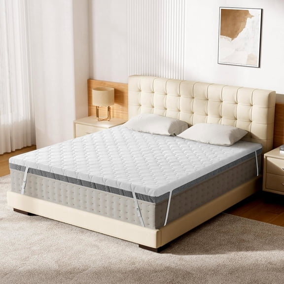 3" Queen Firm & Extra Firm Mattress Topper with Washable Cover, 2-Sides Flippable High-Density Foam Mattress Pad for Pain Relief