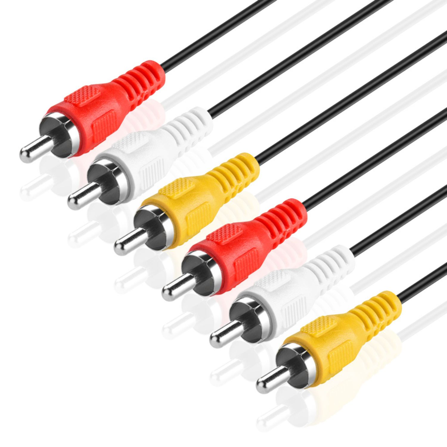 3 RCA Cable (10 FT) - 3RCA AV RCA Composite Video + 2RCA Stereo Audio M/M Male to Male Dual Shielded RCA Connector Plug Jack Wire Cord - image 1 of 6