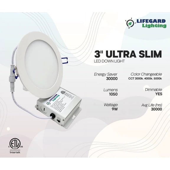 3'' ROUND Dimmable LED Recessed Light - 9W Color Choice: 3000K-4000K-5000K