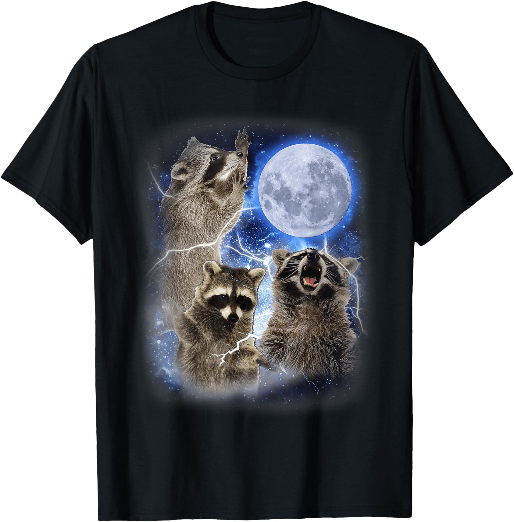 3 Raccoons Moon Howling At Moon Weird Cursed Classic Theme Everyday ...