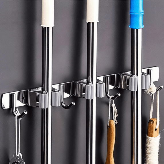 3 Racks 4 Hooks Heavy Duty Wall Mounted Organizer, Stainless Steel Self ...