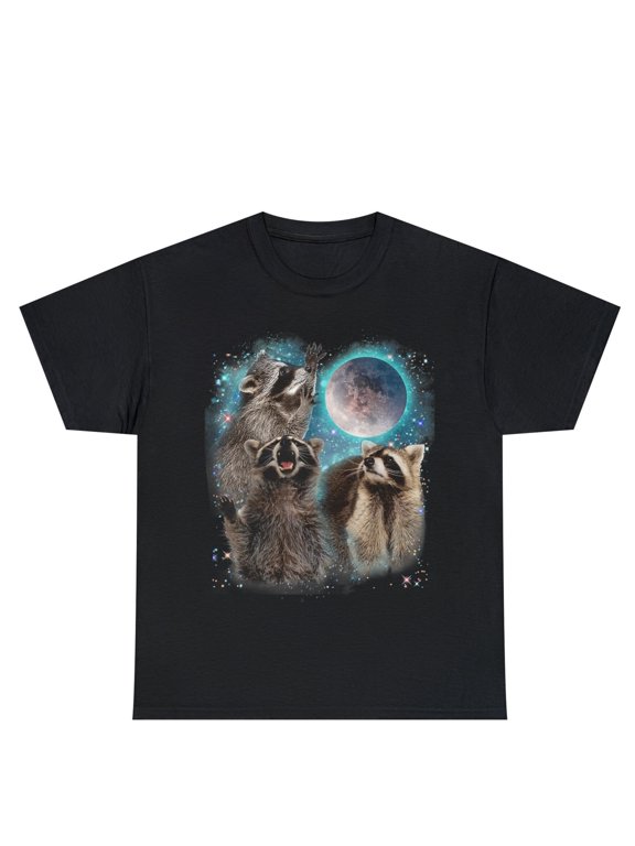 3 Racoon Moon Howling Raccoon shirt, Racoon meme shirt merch Racoon Moon howl at the 3 Funny Racoons head meme Racoon shirt Animal Lover