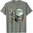 thumbnail image 1 of 3 Racoons Howling At Moon Funny Weird Cursed T-Shirt,Full Sizes S-5X, 1 of 1