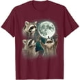 thumbnail image 1 of 3 Racoons Howling At Moon Funny Weird Cursed T-Shirt,Full Sizes S-5X, 1 of 1