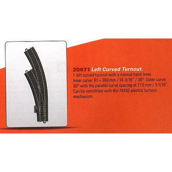 3-Rail C Track - My World -- Left Hand Manual Curved Turnout