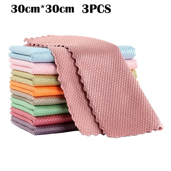 3 Random Color Kitchen Cloths, Towels and Microfiber Cloths for Dish Washing, Dishwashing, Kitchen, Dining Room and Bar