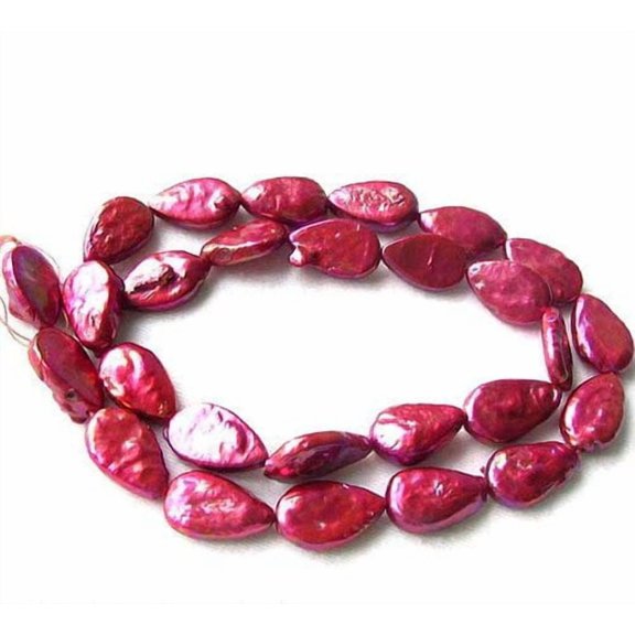 3 Raspberry FW Teardrop Coin Pearls 008892