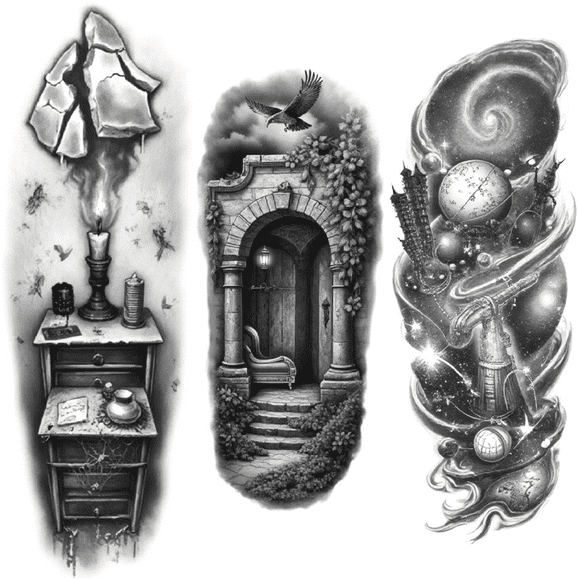 3 Realistic Temporary Tattoos Waterproof Long Lasting Body Stickers Scary Skull Sword Rose Adult Men Women Tattoo Stickers Arm Forearm Thigh