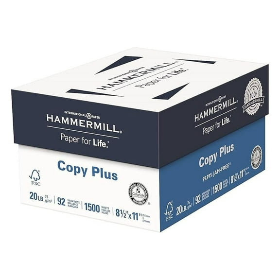 3-Ream Pack Copy Plus Multipurpose Fax Laser Inkjet Printer Paper, 8 1/2" x 11" Letter Size, 92 Bright White, 20 lb. Acid Free, ColorLok, 99.99% Jam Free