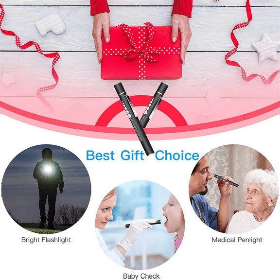 New Arrivals 3 Rechargeable Penlights with Pupil Gauge & Ruler, LED Pen Lights for Nurses Doctors, Warm/White Light, Black