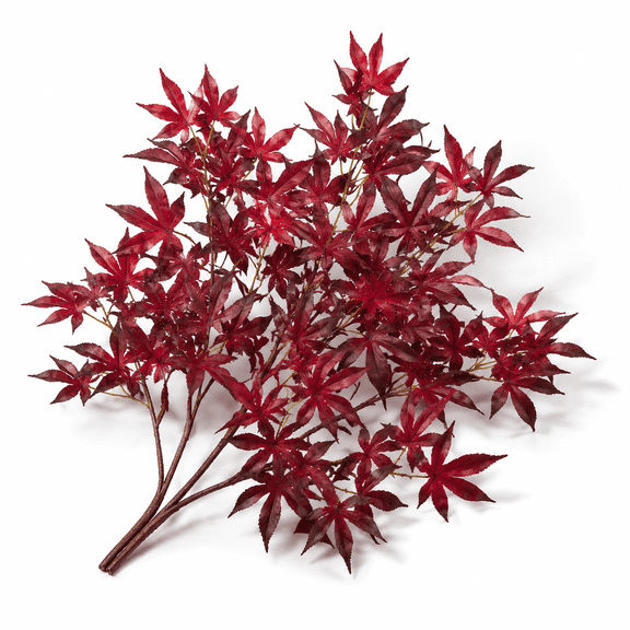 3 Red Artificial Maple Leaf Branches 30 Inch Faux Fall Stems for Home Decor