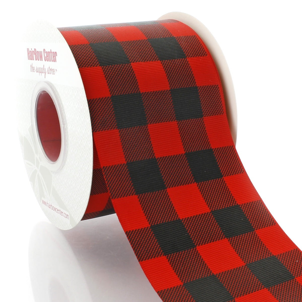 3" Red/Black Buffalo Plaid Grosgrain Ribbon 25 Yard