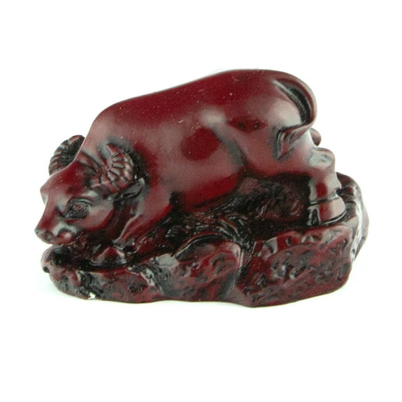 3" Red Chinese Horoscope Ox Statue Figurine