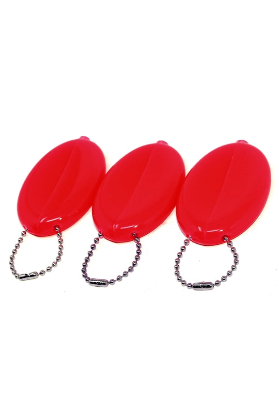 3 Red Oval Squeeze Purses | Multi-Purpose Holds Change and Small Items | Ball Chain Holds Your Keys | Made in USA