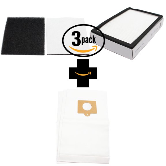 3 Replacement Kenmore 11620813004 Vacuum Bags, 3 HEPA Filter & 3 Foam Filter - Compatible Kenmore 50558, 5055, 50557, Type C Vacuum Bags; 86880, KC38KBRMZ000, EF-2 Filter & 20-86883, CF-1 Filter