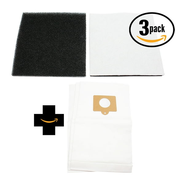 3 Replacement Kenmore 11622613205 Vacuum Bags & 3 Foam Filter - Compatible Kenmore 50558, 5055, 50557, Type C Vacuum Bags & 20-86883, CF-1 Filter