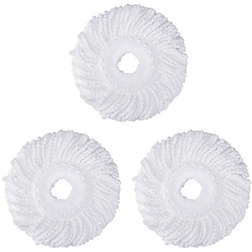 3 Pack White Microfiber Spin Mop Replacement Heads