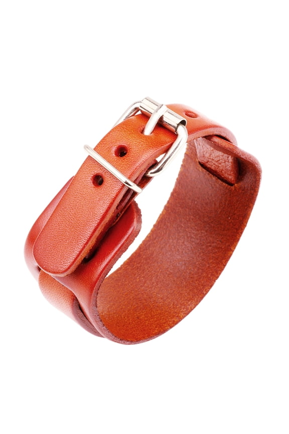 3. Retro Adjustable Leather Punk Charm Double Buckle Wrist Cuff Unisex Jewelry for Daily Wear