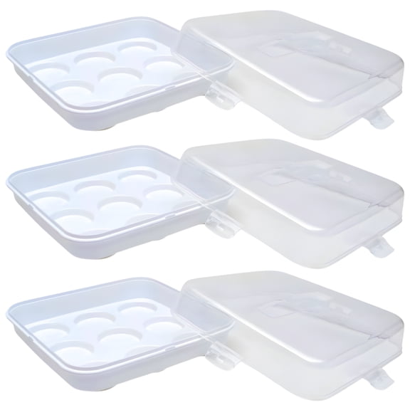 (3) Reusable Cupcake Carrier Containers with Lids, 10.5in. x 3.5in. Holds 9 Cupcakes Each BPA-Free Freezer-Safe Storage Box for Muffins Party Picnic Desserts Baking Events Home Organization Gift