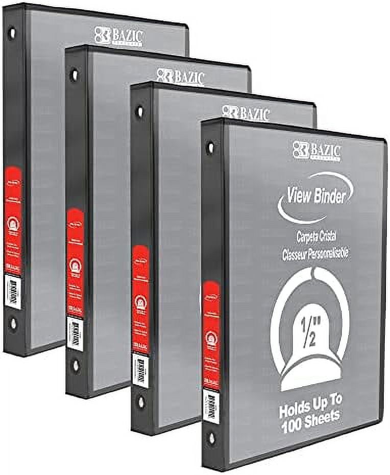 3 Ring Binder 1/2" Economy View Binders Organizer Black, Round Ring