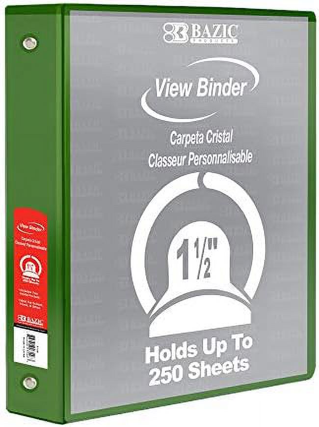 3 Ring Binder 1.5" Economy View Binders Organizer Green, Round Ring