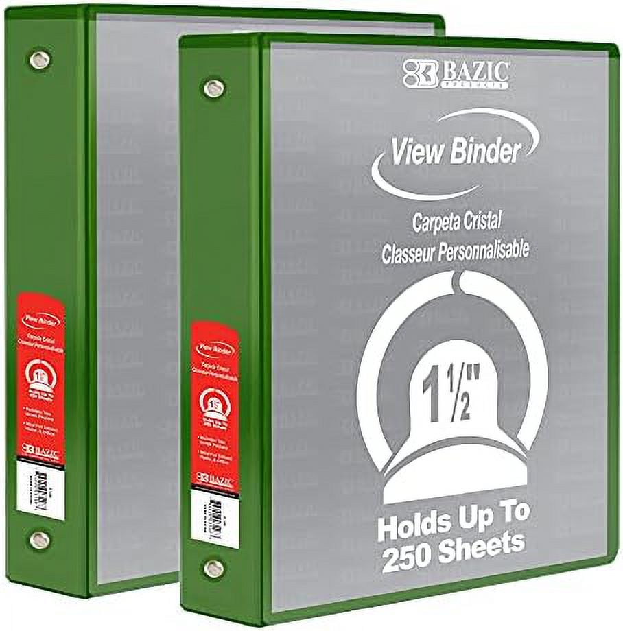 3 Ring Binder 1.5" Economy View Binders Organizer Green, Round Ring