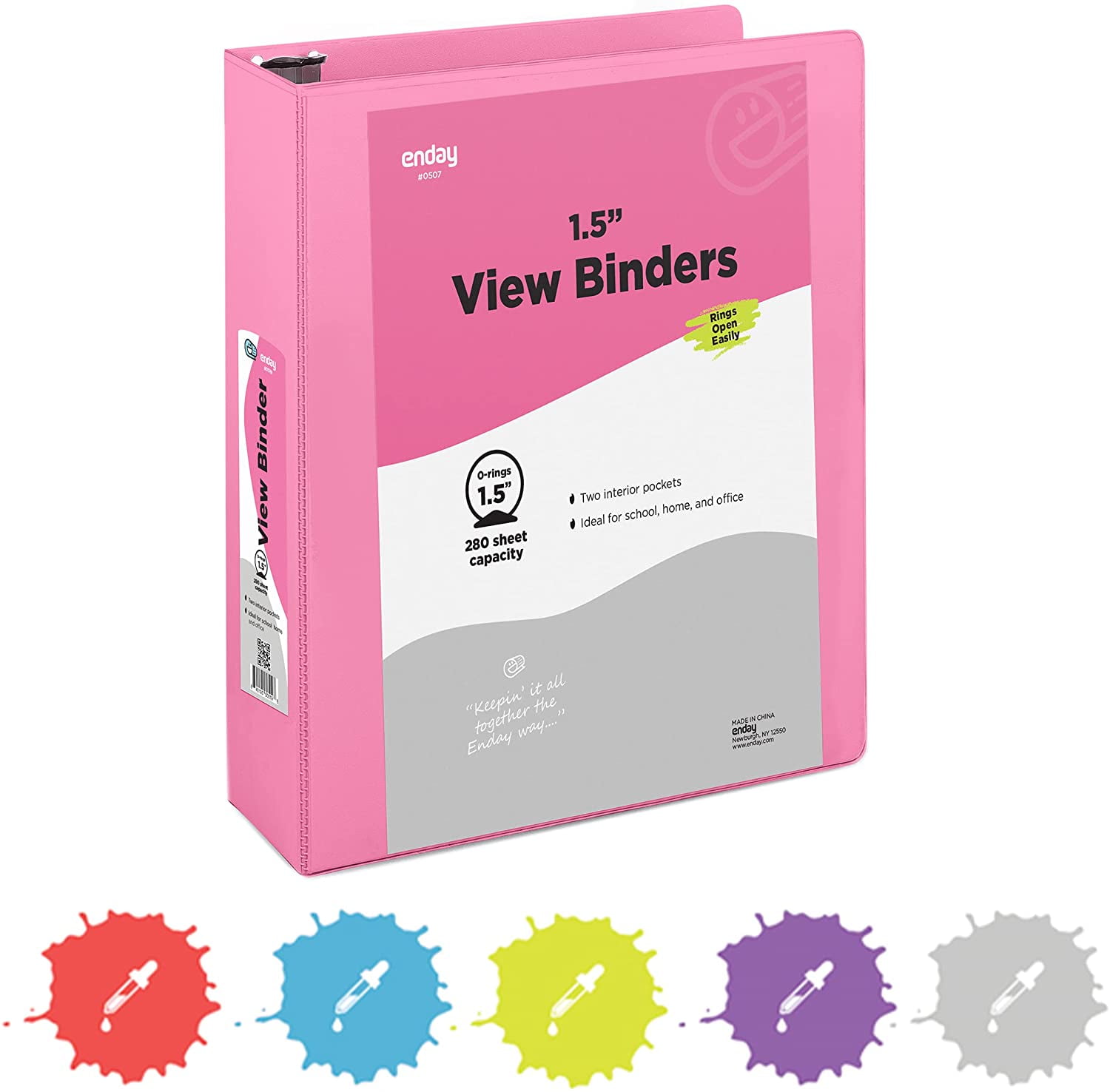 Pink Binder, Linen 3 Ring Binder, File Folder with Gold Hardware (1.5 in),  PACK - QFC