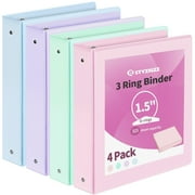 1.5 Inch Binder 3 Ring View Binder 325 Sheets of Letter Size 8.5 x 11'' Paper for School, Office, 4 Pack, School Supplies Organizer with Pockets Notebook Binders