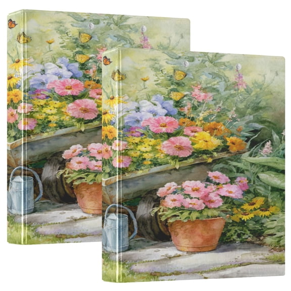 3 Ring Binder 1.5 inch Round Rings with Interior Pockets Binders Organizer Office School 1Pack A Colorful Garden Scene