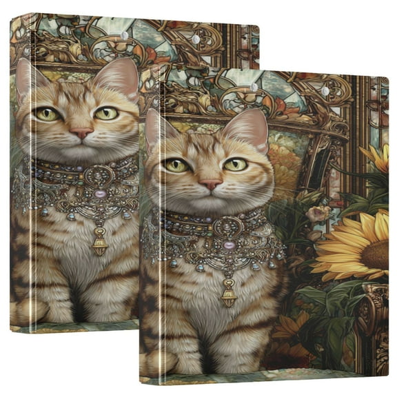 3 Ring Binder 1.5 inch Round Rings with Interior Pockets Binders Organizer Office School 1Pack A Regal Tabby Cat