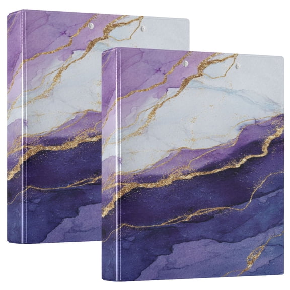 3 Ring Binder 1.5 inch Round Rings with Interior Pockets Binders Organizer Office School 1Pack Abstract Dark Purple Marble