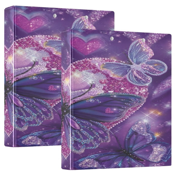 3 Ring Binder 1.5 inch Round Rings with Interior Pockets Binders Organizer Office School 1Pack Adorable Diamond Painting Butterfly
